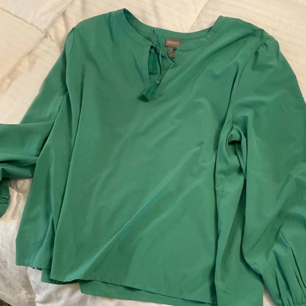Chico's Teal Long Sleeve Blouse